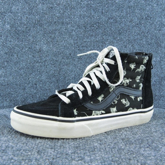 VANS Boys‎ Sneaker Shoes Athletic Black Leather Lace Up Size Y 2.5 Medium - Picture 1 of 8